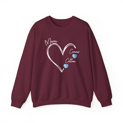 Custom Mom Sweatshirt with Kids' Names, Mama Heart Sweatshirt, Personalized Shirt, Gift for Mom, Women's Crewneck, Mother's Day Gift