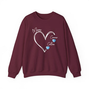 Custom Mom Sweatshirt with Kids' Names, Mama Heart Sweatshirt, Personalized Shirt, Gift for Mom, Women's Crewneck, Mother's Day Gift