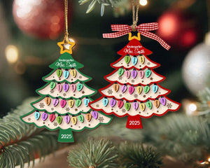 Custom Teacher Ornament With Students Name, Thank You Kindergarten Teacher Gift, Personalized Teacher Christmas Ornament, Classroom Decor