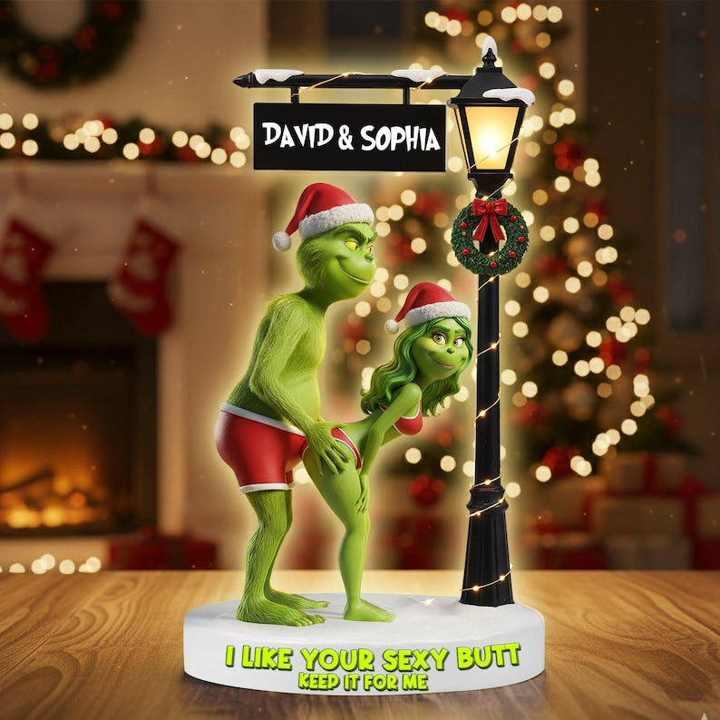 Cheeky Green Monster Acrylic Ornament - Personalized Christmas Gift for Couples