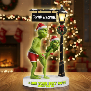 Cheeky Green Monster Acrylic Ornament - Personalized Christmas Gift for Couples