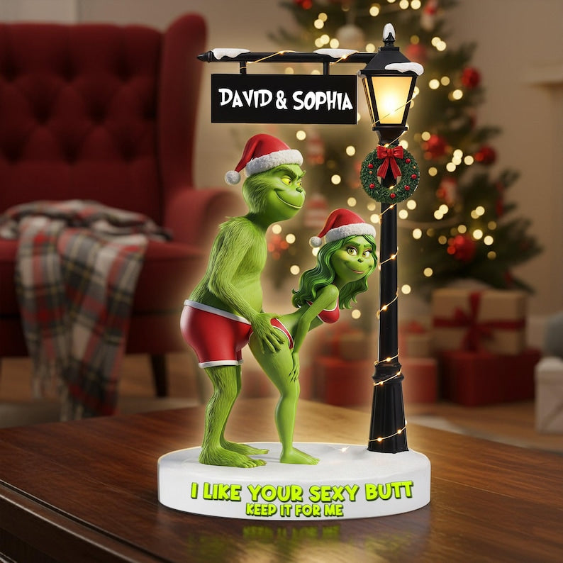Cheeky Green Monster Acrylic Ornament - Personalized Christmas Gift for Couples