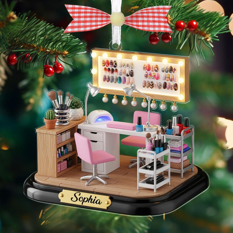 Personalized Nail Artist Christmas Ornament,Nail Tech Xmas Ornament,Nail Salon Decor,Nail Artist Gift,Nail Polish,Manicurist,Beauty Lover