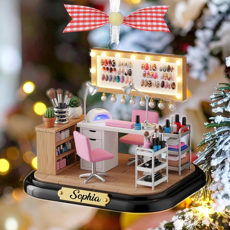 Personalized Nail Artist Christmas Ornament,Nail Tech Xmas Ornament,Nail Salon Decor,Nail Artist Gift,Nail Polish,Manicurist,Beauty Lover