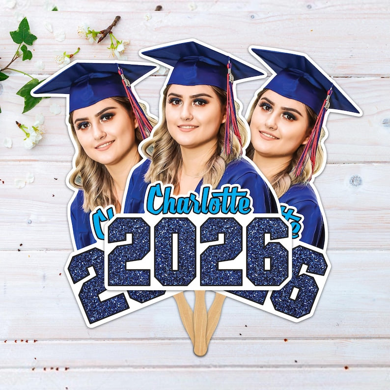 Custom Fan Head Custom Face Fans With Wooden Handle, Graduation Head, Grad Face Fans ...