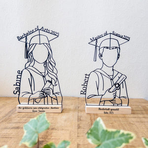 Personalized gift for graduates | 3D printed line art with wooden base | University degree, Bachelor's, Master's, Teacher, Lawyer, High school diploma