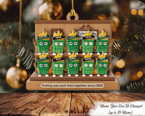 3D Effect Dumpster Fires In Office Scene - Personalized Acrylic Ornament - Funny Gift For Colleagues, Work Besties, Office Coworker Gift