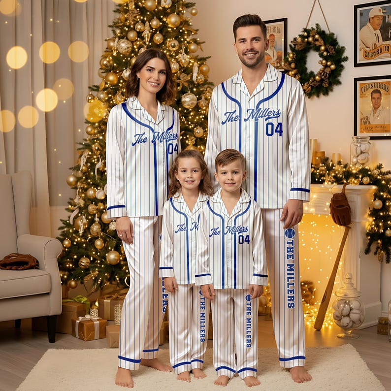 Custom name Christmas Family Pyjamas, Personalized Baseball Pajamas set, Baseball Sports Fans gifts, Baseball Player Gift,Sport Baseball