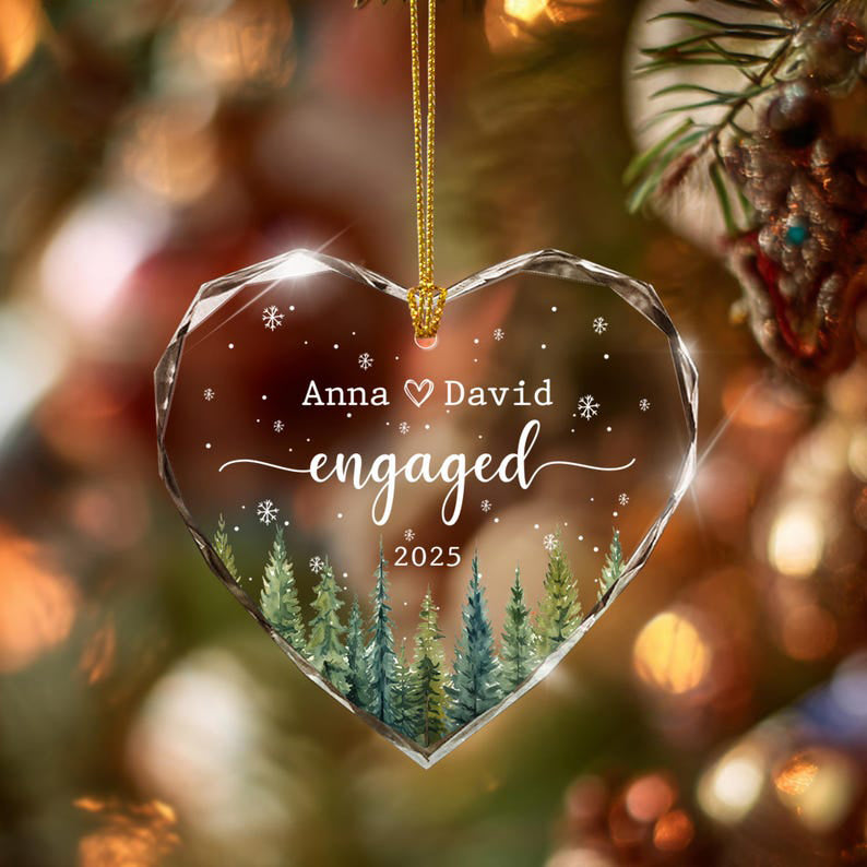 Our First Christmas Engaged Ornament, Engaged Christmas Ornament, Custom Engagement Keepsake, Personalized First Christmas Engaged Ornament