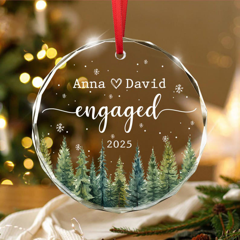 Our First Christmas Engaged Ornament, Engaged Christmas Ornament, Custom Engagement Keepsake, Personalized First Christmas Engaged Ornament