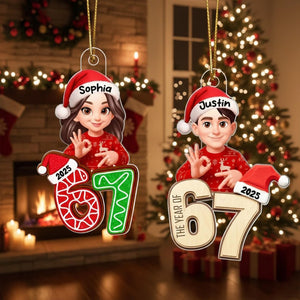 Personalized Six Seven Christmas Ornament, Custom Name 67 Ornament, Six Seven Keepsake, Teen Slang Ornament, Family Holiday Gift, Funny Gift