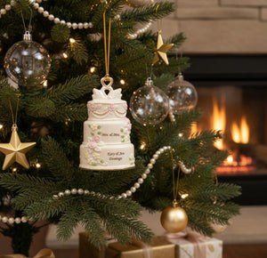 Personalized 2025 Our First Christmas Together Cake Ornament, Custom Acrylic Ornament for Couples, Wedding, Anniversary