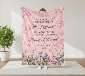 Custom Retirement Blanket, Happy Retirement Blanket, Retirement Blanket for Boss Coworker, Officially Retired Gift For Her