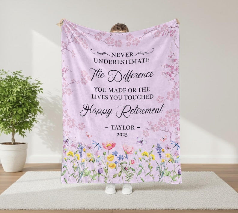 Custom Retirement Blanket, Happy Retirement Blanket, Retirement Blanket for Boss Coworker, Officially Retired Gift For Her