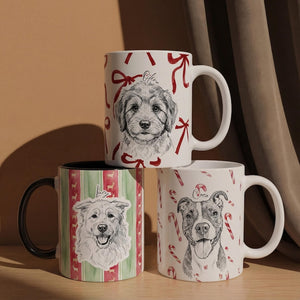 Custom Pet Mug with Pattern Background | Personalized Dog Photo Name Cup | Cat Mom Gift | Personalized Pet Memorial Gift | New Dog Mom Gift