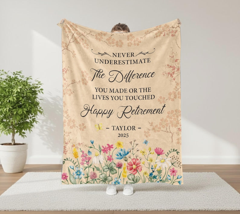 Custom Retirement Blanket, Happy Retirement Blanket, Retirement Blanket for Boss Coworker, Officially Retired Gift For Her