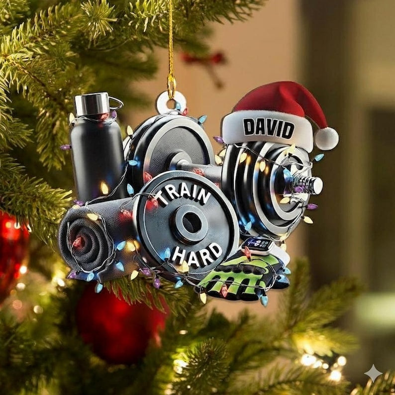 Personalized Gym Rat Ornament Acrylic Ornament, Christmas Decoration for Trainers and Workout Lovers