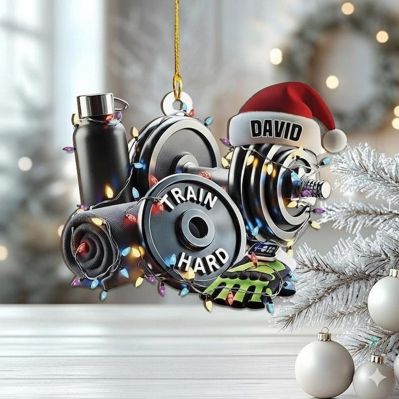 Personalized Gym Rat Ornament Acrylic Ornament, Christmas Decoration for Trainers and Workout Lovers