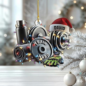 Personalized Gym Rat Ornament Acrylic Ornament, Christmas Decoration for Trainers and Workout Lovers
