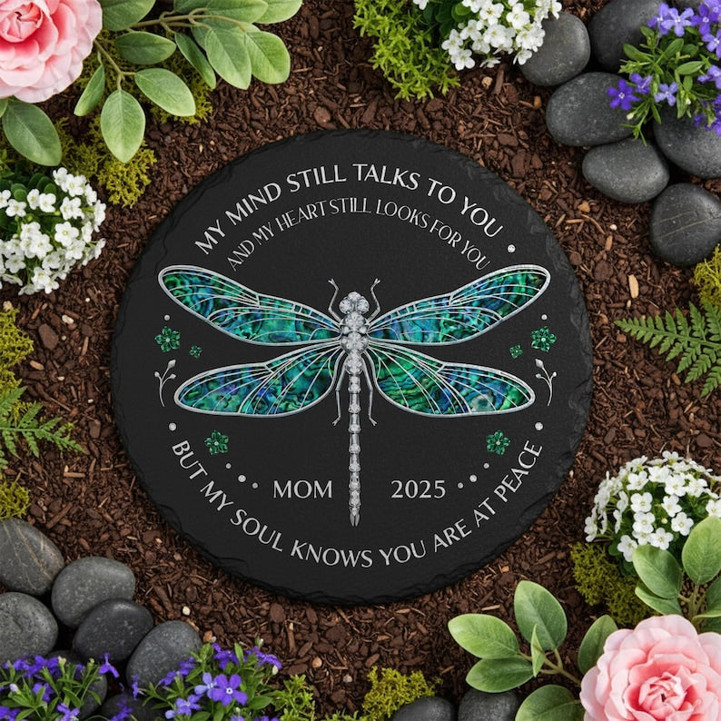 Custom Dragonfly Memorial Stone - Personalized Loss Gift, Garden Remembrance Decor