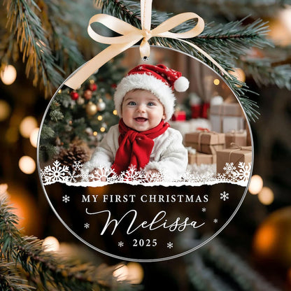 Custom Baby Photo Ornament, Personalized Babys First Christmas Ornament, Baby Face Picture Ornament, New Baby Gift, Newborn Christmas Gift
