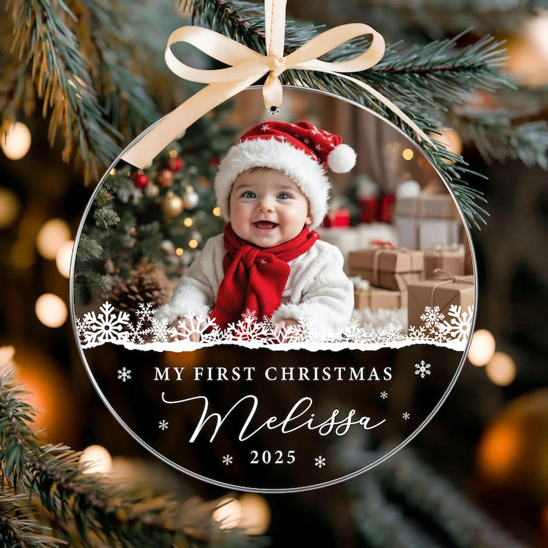 Custom Baby Photo Ornament, Personalized Babys First Christmas Ornament, Baby Face Picture Ornament, New Baby Gift, Newborn Christmas Gift