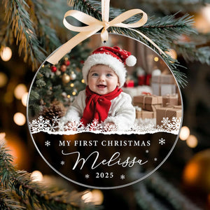 Custom Baby Photo Ornament, Personalized Babys First Christmas Ornament, Baby Face Picture Ornament, New Baby Gift, Newborn Christmas Gift