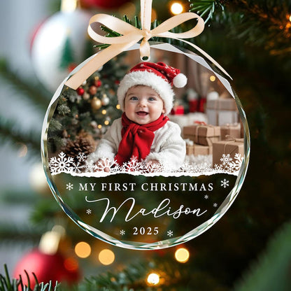 Custom Baby Photo Ornament, Personalized Babys First Christmas Ornament, Baby Face Picture Ornament, New Baby Gift, Newborn Christmas Gift