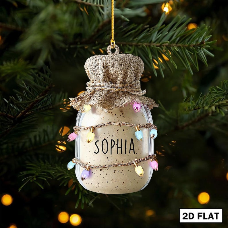 Custom Sourdough Sourdough Starter Ornament, Christmas Ornament, Sourdough Christmas Hanging Decor Loved Sourdough 2D Flat