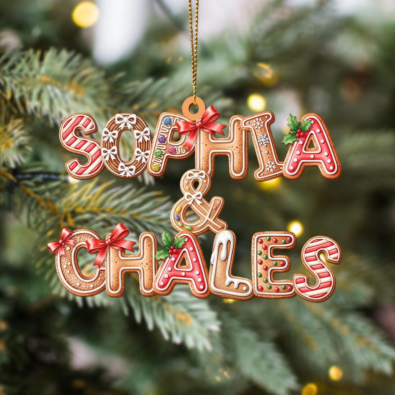 Personalised Couple Christmas Ornament 2025, Custom Gingerbread Alphabet Ornaments, First Christmas Together Baubles, Custom Couple Name