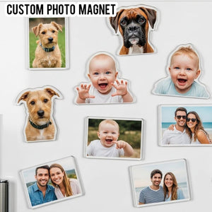 Custom Acrylic Photo Fridge Magnets/Personalized Dog Pet Portrait Magnets/Family Photo Christmas Gifts/Best Friend Gifts/Dishwasher Magnets