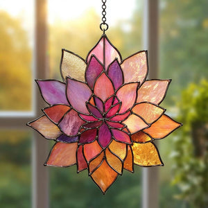 Dahlia Stained Acrylic Suncatcher Boho Window Decor