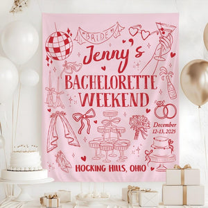 Custom Bachelorette Party Tapestry, Personalized Bachelorette Weekend Banner, Bachelorette Background Photo, Bach Party Favors