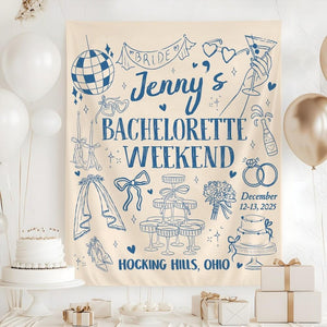 Custom Bachelorette Party Tapestry, Personalized Bachelorette Weekend Banner, Bachelorette Background Photo, Bach Party Favors