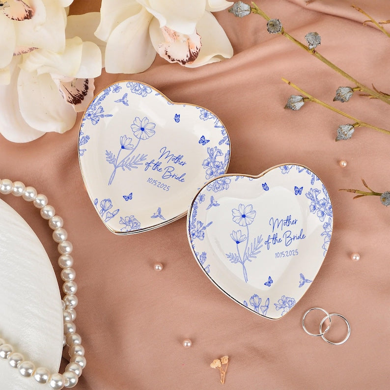 Personalized Wedding Ring Dish for Mom, Mother of the Bride/Groom Jewelry Dish, Gifts from Bride Daughter, Wedding Keepsake Gift for Her