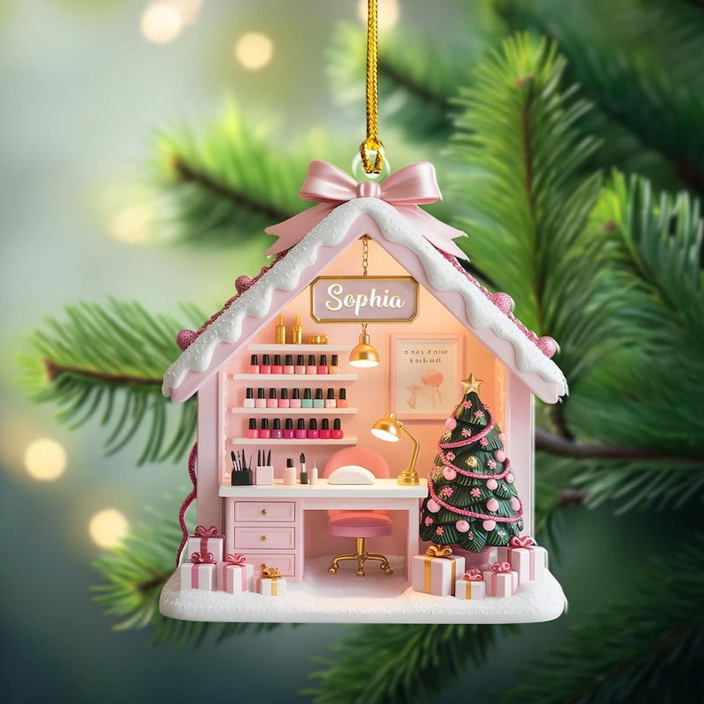 Personalized Nail Technician Christmas Ornament, Nail Salon Ornament, Custom Name Nail Tech Gift, Beauty Industry Gift, Manicurist Ornament