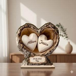 Custom Wooden Tree Hole Heart Decor,Personalized Couple Name Date Wooden Decor For Couple,Home Decor,Anniversary Christmas Gift for Couple