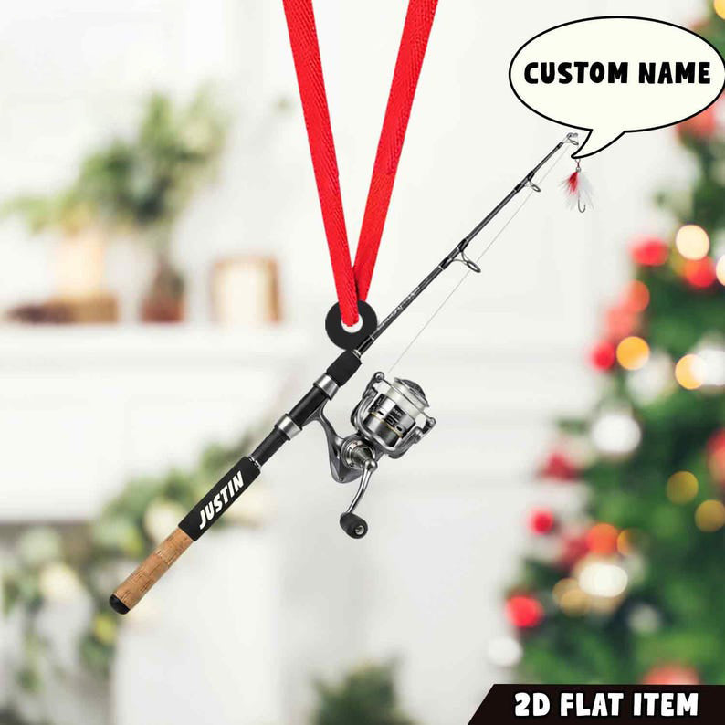 custom fishing rod names Personalized Fishing Rod Chirstmas Ornament, Fishing Lovers Ornaments, Angler Gift for Dad Husband Boyfriend, Bass Fishing Decor