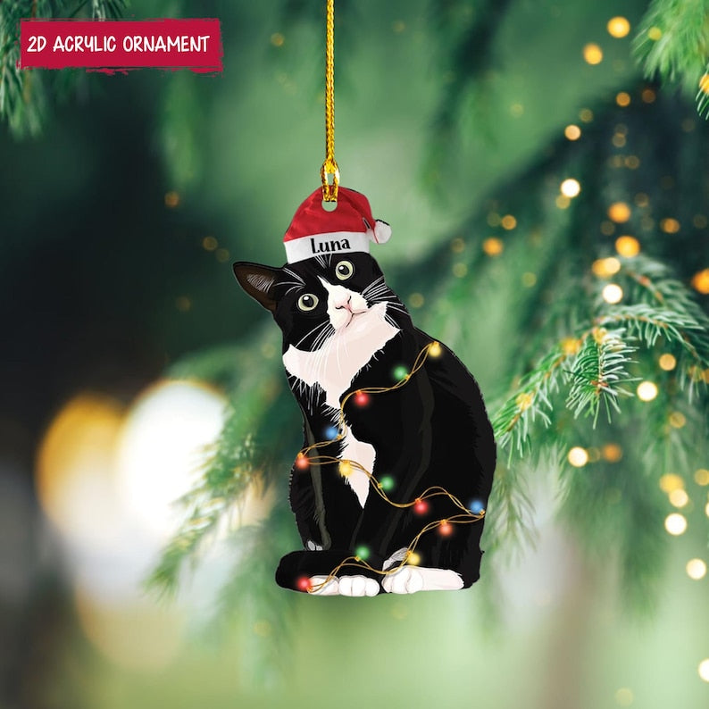 Tuxedo Cat Christmas Ornament, Custom Cat Ornament, Tuxedo Cat Lover Gift, Cat Owner Gift
