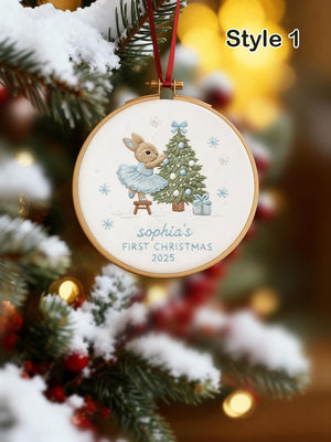 Custom Embroidered Baby Name Ornament, Monogrammed Baby First Christmas Keepsake, Nursery Holiday Decor, Newborn Gift For Christmas 2025