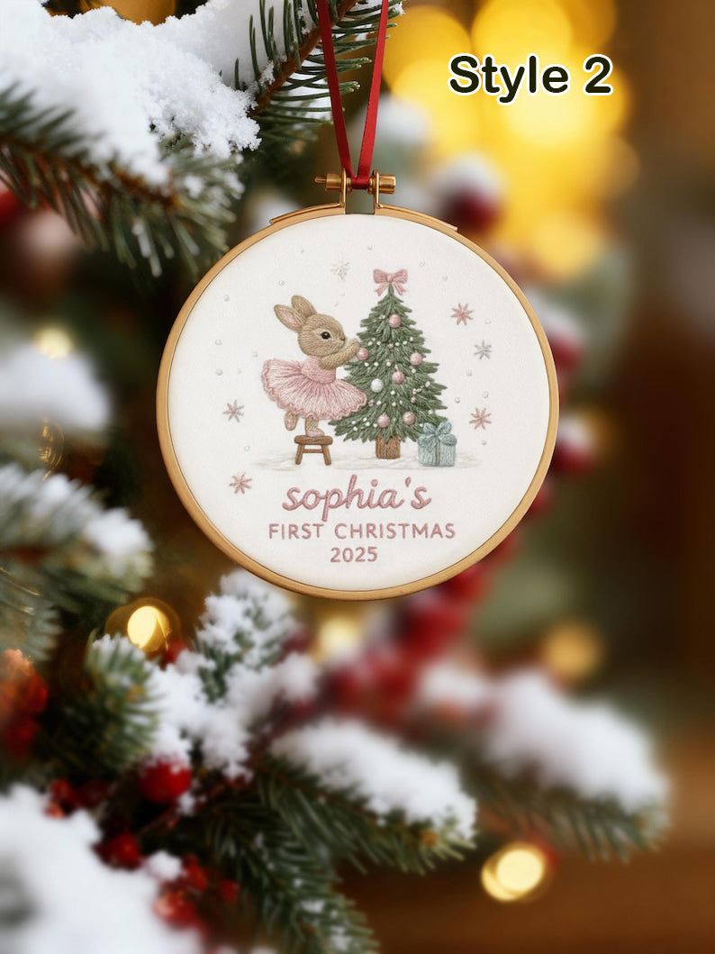 Custom Embroidered Baby Name Ornament, Monogrammed Baby First Christmas Keepsake, Nursery Holiday Decor, Newborn Gift For Christmas 2025