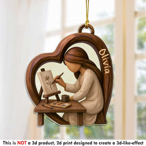 Artist Girl Christmas Ornament 2025, Art Teacher Christmas Gift, Gifts For Artists, Painter Art Keepsake, Christmas Decor For Art Lovers