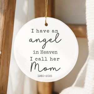 Custom Mom Memorial Ornament, Personalized Remembrance Gift, Loss of Mother Sympathy Ornament, Angel in Heaven Christmas Keepsake