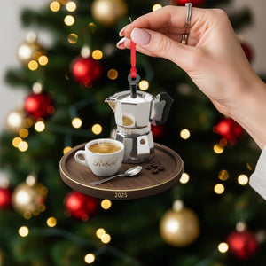 Personalized Coffee Lover Ornament Custom Espresso Decor, Barista Gift, Unique Holiday Coffee Cup Christmas Decoration