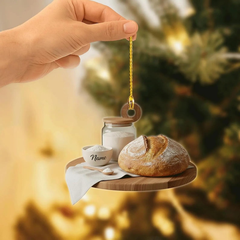 Personalized Sourdough Bread Ornament, 2D Flat Sourdough Ornament Gift, Baking Lovers Gift, Kitchen Lover Christmas Decor Christmas Gift