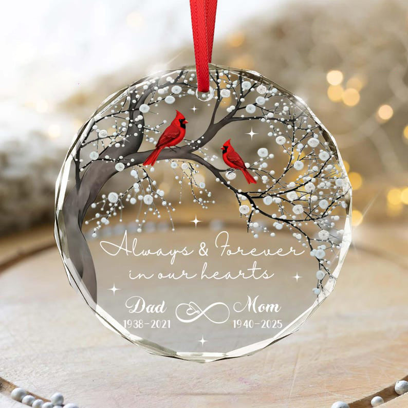 Memorial Ornament, Loss of Mom Dad, Memorial Day Keepsake, Sympathy Gifts, Remembrance Christmas Ornament Dad Mom Memorial Cardinal Ornament