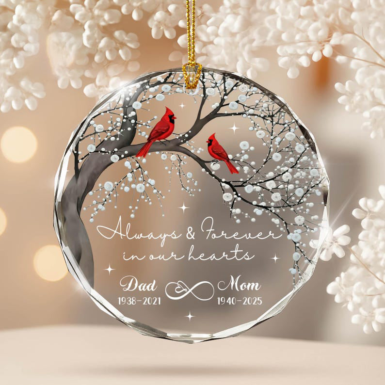 Memorial Ornament, Loss of Mom Dad, Memorial Day Keepsake, Sympathy Gifts, Remembrance Christmas Ornament Dad Mom Memorial Cardinal Ornament