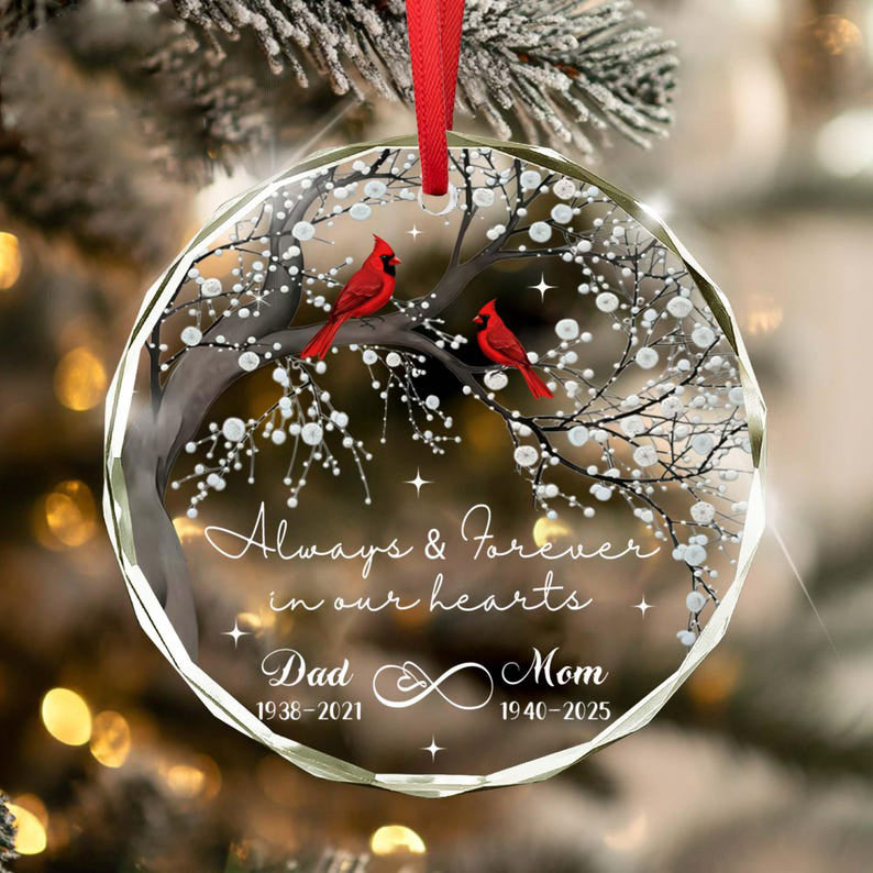Memorial Ornament, Loss of Mom Dad, Memorial Day Keepsake, Sympathy Gifts, Remembrance Christmas Ornament Dad Mom Memorial Cardinal Ornament