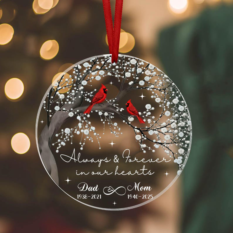 Memorial Ornament, Loss of Mom Dad, Memorial Day Keepsake, Sympathy Gifts, Remembrance Christmas Ornament Dad Mom Memorial Cardinal Ornament
