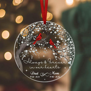 Memorial Ornament, Loss of Mom Dad, Memorial Day Keepsake, Sympathy Gifts, Remembrance Christmas Ornament Dad Mom Memorial Cardinal Ornament